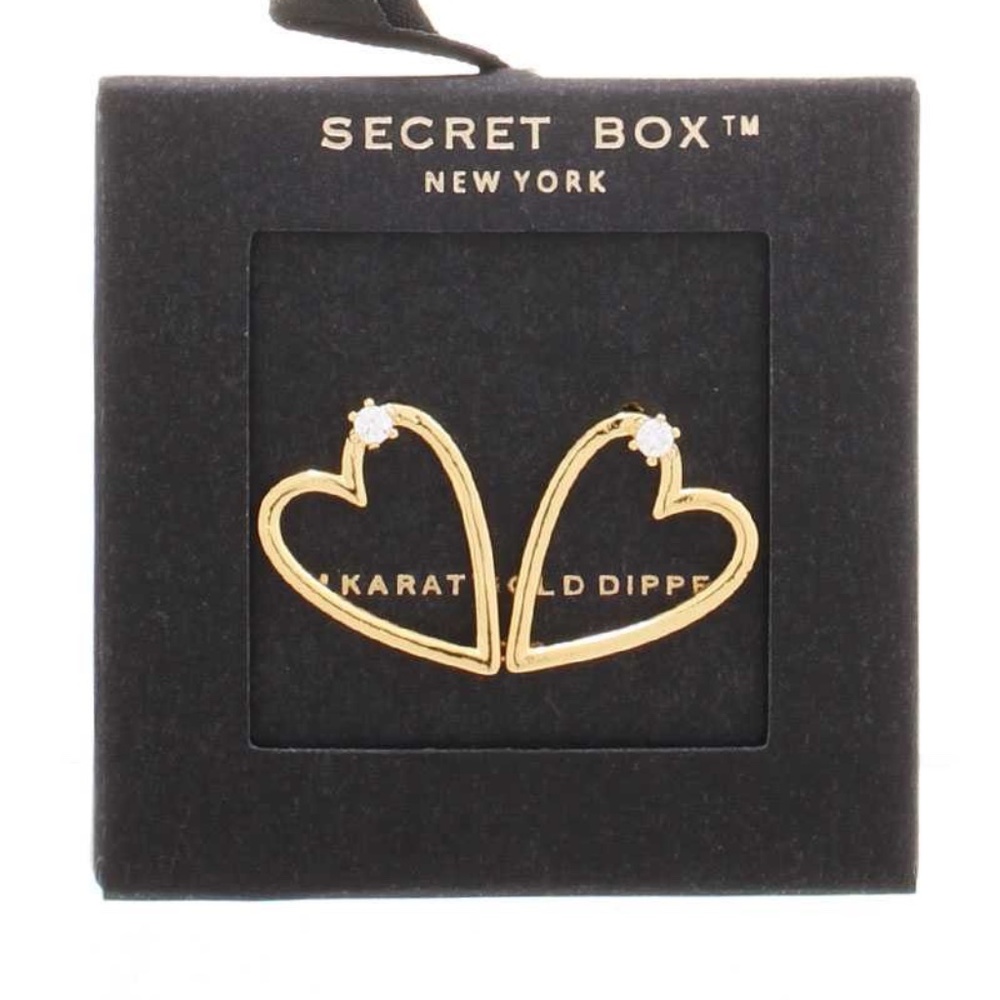 Secret Box New York 14 karat Gold CZ Dipped Heart Earrings (BB)